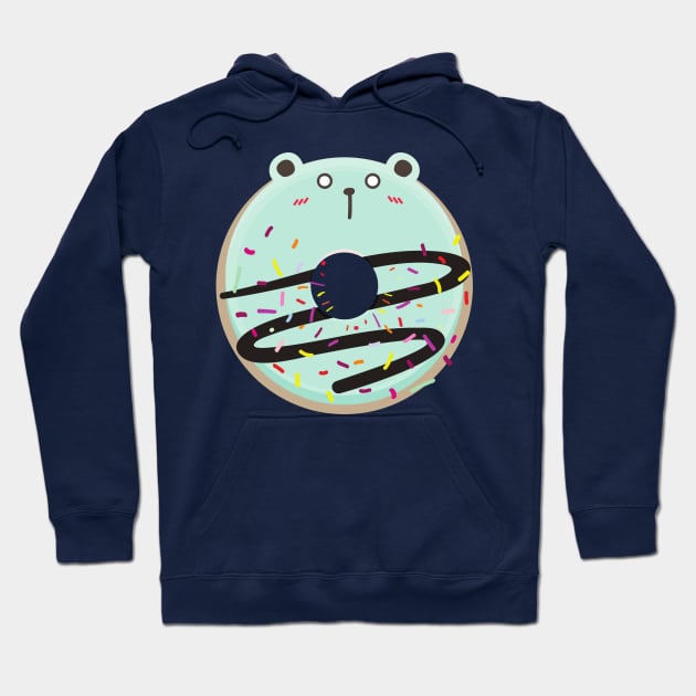 Blushing Bear Kawaii Donut Hoodie by InkyArt